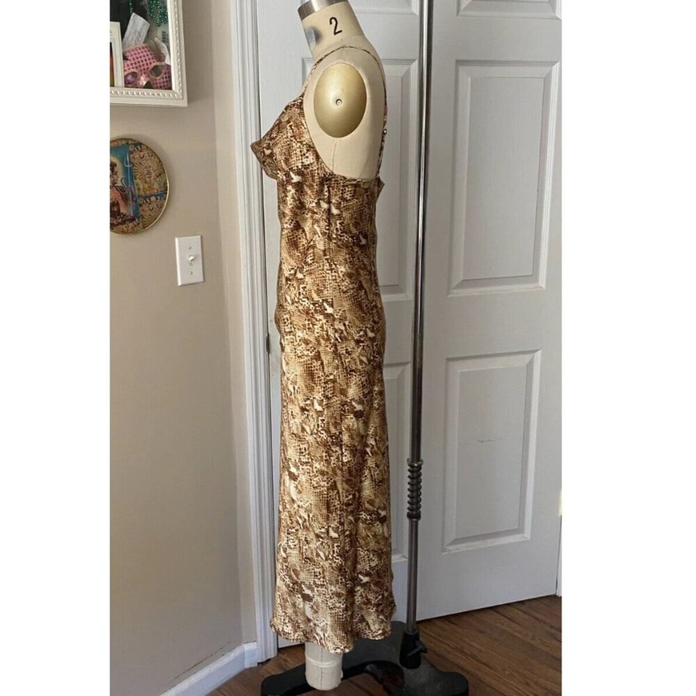 Forever 21 Snake Print Silky Cowl Neck Slinky Handkerchief Slip Dress *SMALL* - Picture 3 of 6